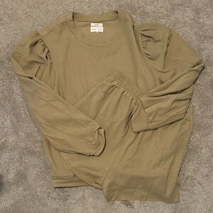 Cozy Life By The River Olive Green Lounge Set